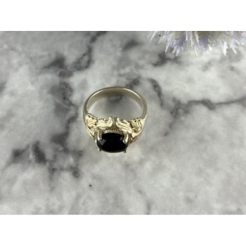 500 Silver Black Nephrite Ring Size 6.75