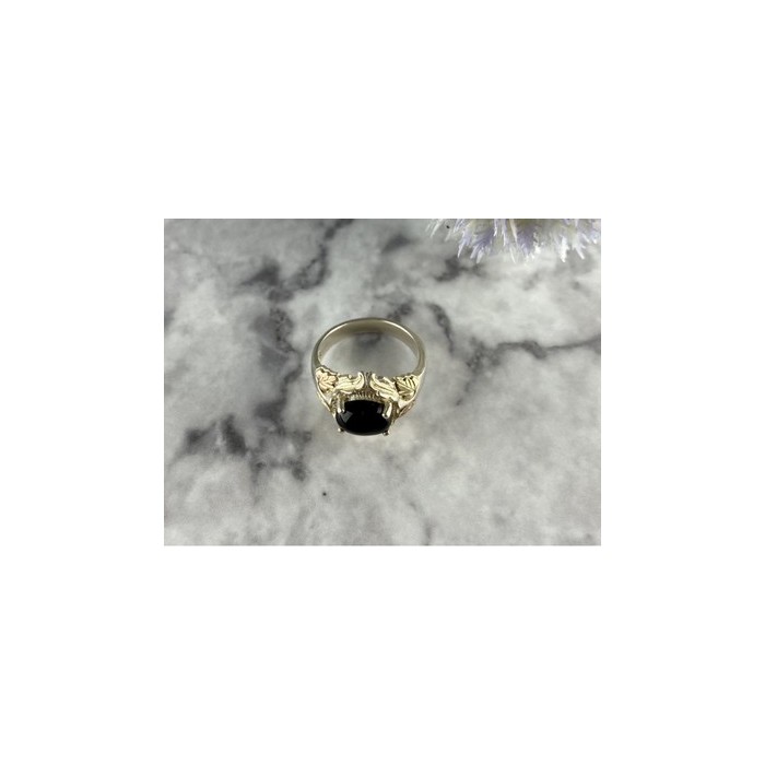 500 Silver Black Nephrite Ring Size 6.75