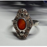 925 Sterling Silver Amber & Marcasite Ring Size 5