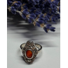 925 Sterling Silver Amber & Marcasite Ring Size 5