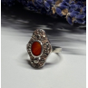 925 Sterling Silver Amber & Marcasite Ring Size 5