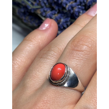 925 Sterling Silver Agate Ring Size 8.5