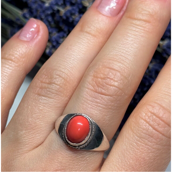 925 Sterling Silver Agate Ring Size 8.5