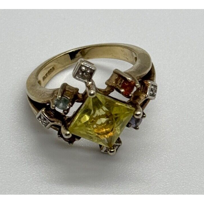 925 STERLING SILVER SLV TOURMALINES & DIAMONDS RING SIZE 5.5