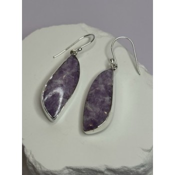 925 Sterling Silver Lepidolite Earrings Length 2 Inch