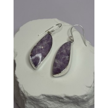 925 Sterling Silver Lepidolite Earrings Length 2 Inch