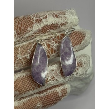 925 Sterling Silver Lepidolite Earrings Length 2 Inch