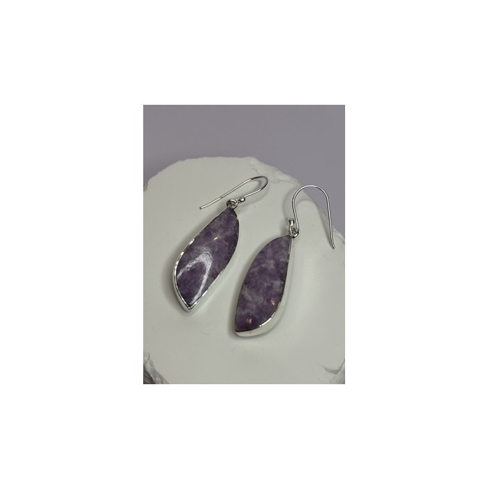 925 Sterling Silver Lepidolite Earrings Length 2 Inch