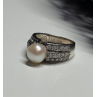 925 STERLING SILVER PEARL & CZ RING SIZE 5