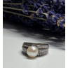 925 STERLING SILVER PEARL & CZ RING SIZE 5