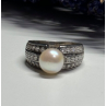 925 STERLING SILVER PEARL & CZ RING SIZE 5