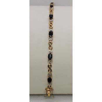 925 STERLING SILVER VERMEIL SAPPHIRES BRACELET SIZE 7.25 IN