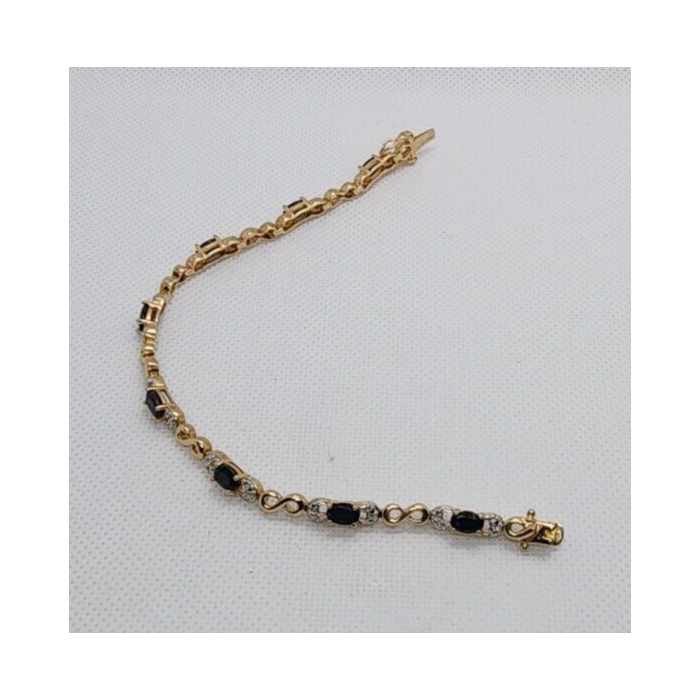 925 STERLING SILVER VERMEIL SAPPHIRES BRACELET SIZE 7.25 IN