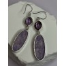 925 Sterling Silver Lepidolite & Amethyst Earrings Length 2.5 Inch