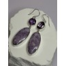 925 Sterling Silver Lepidolite & Amethyst Earrings Length 2.5 Inch