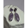 925 Sterling Silver Lepidolite & Amethyst Earrings Length 2.5 Inch