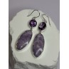 925 Sterling Silver Lepidolite & Amethyst Earrings Length 2.5 Inch