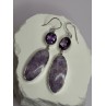 925 Sterling Silver Lepidolite & Amethyst Earrings Length 2.5 Inch