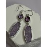 925 Sterling Silver Lepidolite & Amethyst Earrings Length 2.5 Inch