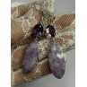925 Sterling Silver Lepidolite & Amethyst Earrings Length 2.5 Inch