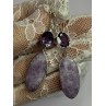 925 Sterling Silver Lepidolite & Amethyst Earrings Length 2.5 Inch