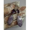 925 Sterling Silver Lepidolite & Amethyst Earrings Length 2.5 Inch