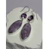 925 Sterling Silver Lepidolite & Amethyst Earrings Length 2.5 Inch
