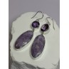 925 Sterling Silver Lepidolite & Amethyst Earrings Length 2.5 Inch