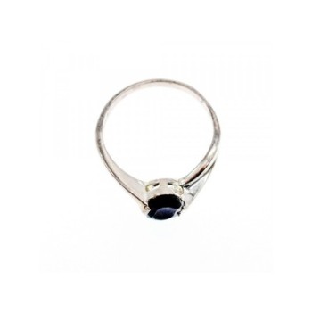 925 Sterling Silver Dark Blue Sapphire Ring Size 6.5