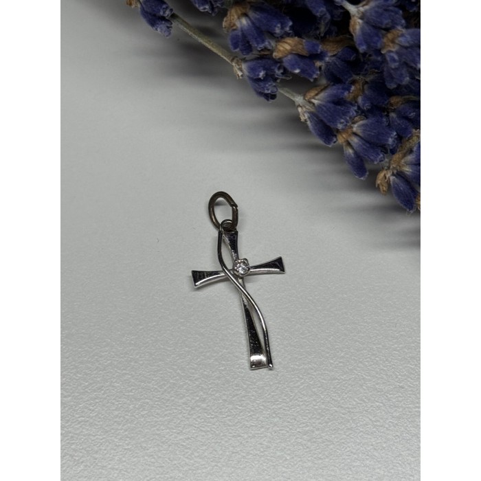 925 Sterling Silver Cross CZ Lenght 26.5 Mm