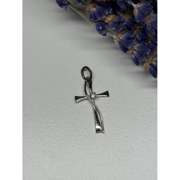 925 Sterling Silver Cross CZ Lenght 26.5 Mm
