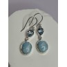 925 Sterling Silver Larimar & Topaz Earrings Length 1.7 Inch