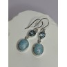 925 Sterling Silver Larimar & Topaz Earrings Length 1.7 Inch