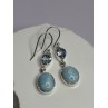925 Sterling Silver Larimar & Topaz Earrings Length 1.7 Inch