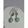 925 Sterling Silver Larimar & Topaz Earrings Length 1.7 Inch