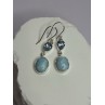 925 Sterling Silver Larimar & Topaz Earrings Length 1.7 Inch