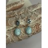 925 Sterling Silver Larimar & Topaz Earrings Length 1.7 Inch