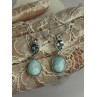 925 Sterling Silver Larimar & Topaz Earrings Length 1.7 Inch