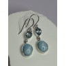 925 Sterling Silver Larimar & Topaz Earrings Length 1.7 Inch