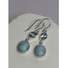 925 Sterling Silver Larimar & Topaz Earrings Length 1.7 Inch