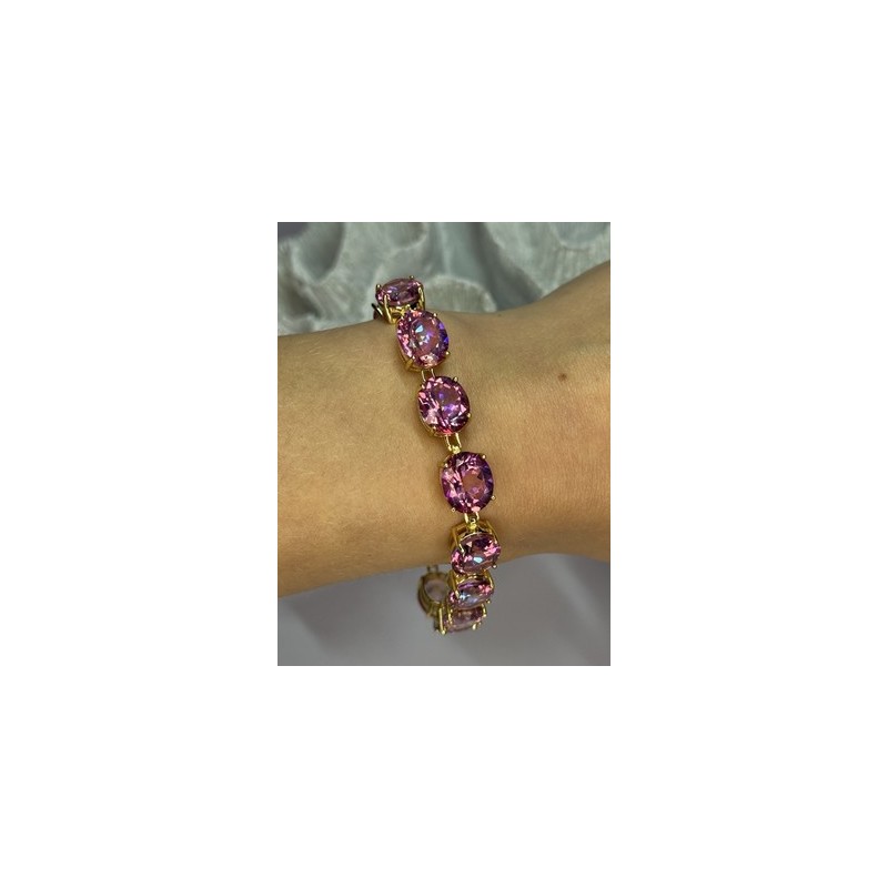 925 STERLING SILVER GOLD PLATED PINK MYSTIC TOPAZ BRACELET LENGTH 8.5 INCH