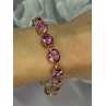 925 STERLING SILVER GOLD PLATED PINK MYSTIC TOPAZ BRACELET LENGTH 8.5 INCH