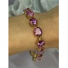925 STERLING SILVER GOLD PLATED PINK MYSTIC TOPAZ BRACELET LENGTH 8.5 INCH
