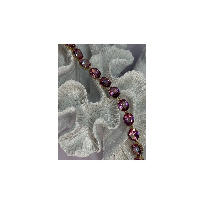 925 STERLING SILVER GOLD PLATED PINK MYSTIC TOPAZ BRACELET LENGTH 8.5 INCH