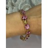 925 STERLING SILVER GOLD PLATED PINK MYSTIC TOPAZ BRACELET LENGTH 8.5 INCH