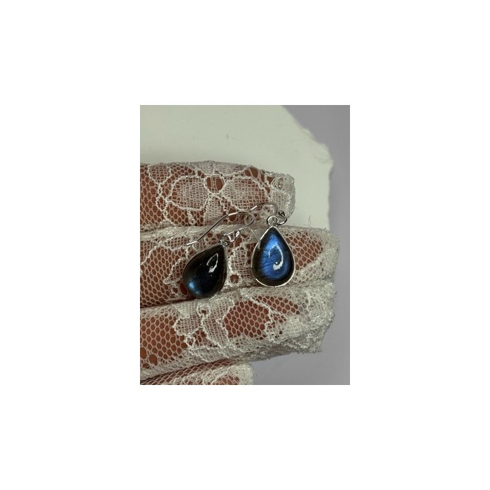 925 Sterling Silver Labradorite Earrings Length 1.2 Inch