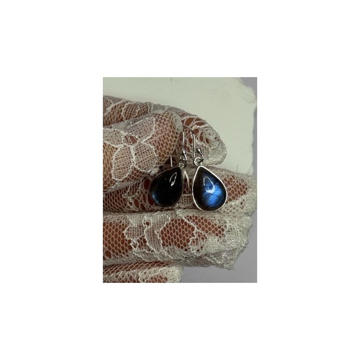 925 Sterling Silver Labradorite Earrings Length 1.2 Inch
