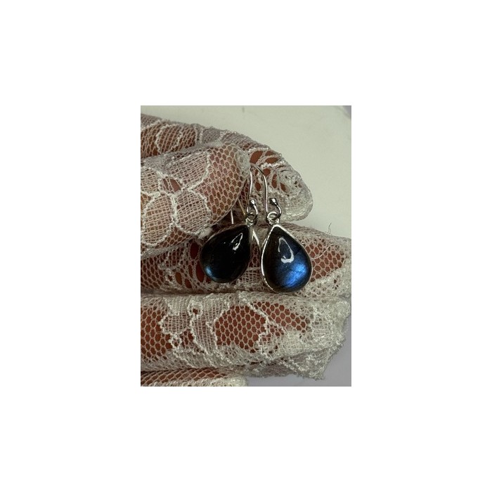 925 Sterling Silver Labradorite Earrings Length 1.2 Inch