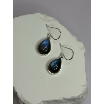925 Sterling Silver Labradorite Earrings Length 1.2 Inch