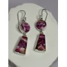 925 Sterling Silver Pink Oyster Turquoise Earrings Length 2 Inch